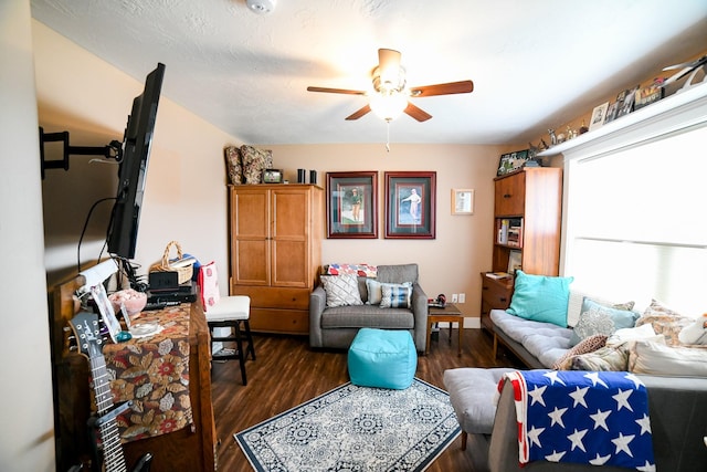 121 Choteau Ave NE, Great Falls, MT 59404 - living area with a ceiling fan and dark wood finished floors