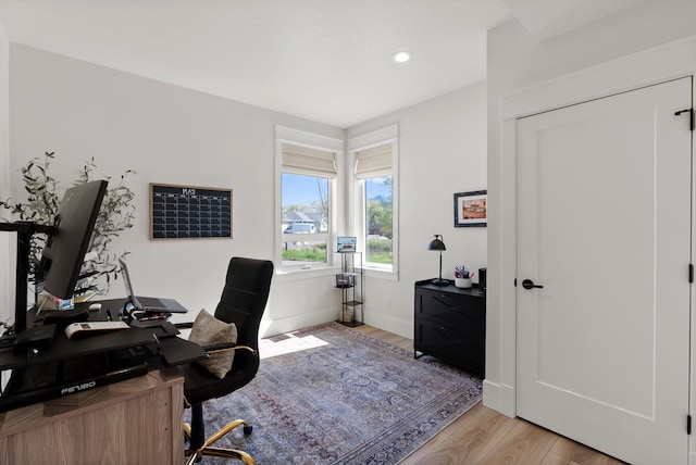 5519 Golf Dr, Lolo, MT 59847 - office featuring light wood-style flooring, recessed lighting, and baseboards