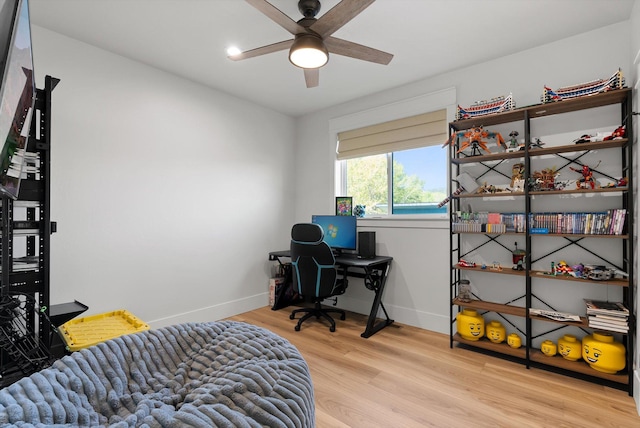 5519 Golf Dr, Lolo, MT 59847 - office space featuring ceiling fan, baseboards, and wood finished floors