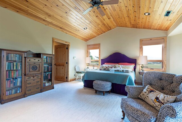 470 Salmon Way, Corvallis, MT 59828 - carpeted bedroom with vaulted ceiling, wooden ceiling, and baseboards