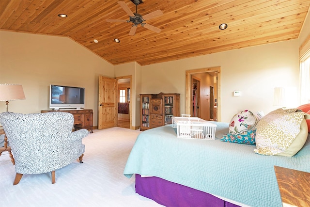 470 Salmon Way, Corvallis, MT 59828 - bedroom with wooden ceiling, vaulted ceiling, ceiling fan, and recessed lighting
