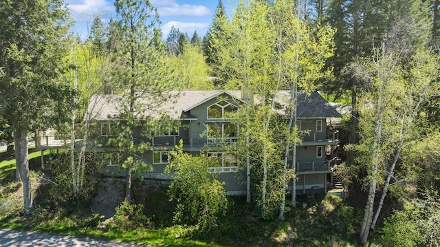 240 Eagle Bend Dr, Bigfork, MT 59911 - rear view of property featuring stairway and a deck