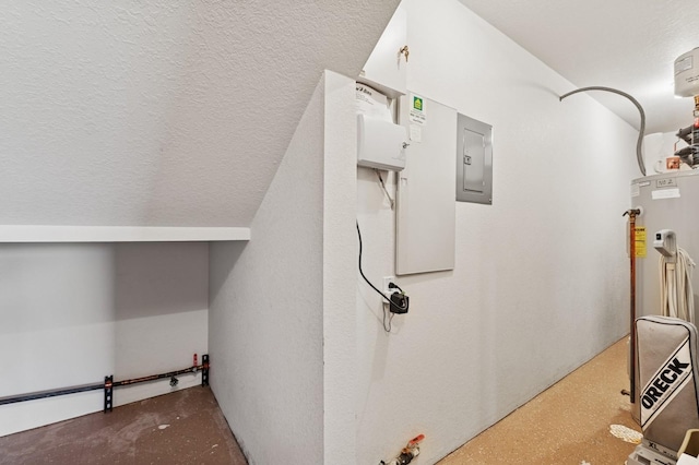 240 Eagle Bend Dr, Bigfork, MT 59911 - staircase with electric panel and a textured ceiling