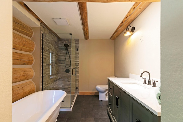 4991 Petty Creek Rd, Alberton, MT 59820 - bathroom with vanity, a freestanding tub, a shower stall, and tile patterned floors
