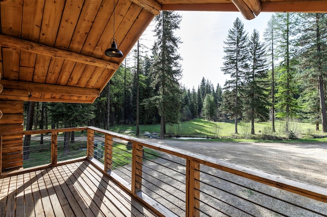 deck featuring a yard