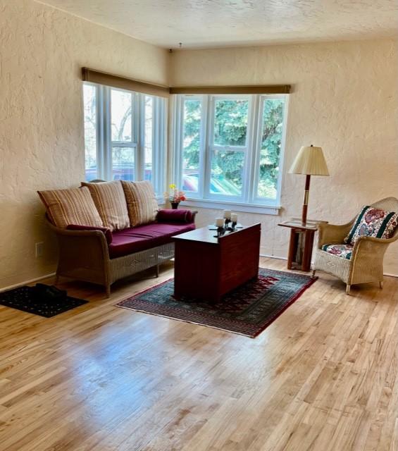 915 Hauser Blvd, Helena, MT 59601 - living area featuring a textured wall, healthy amount of natural light, and wood finished floors