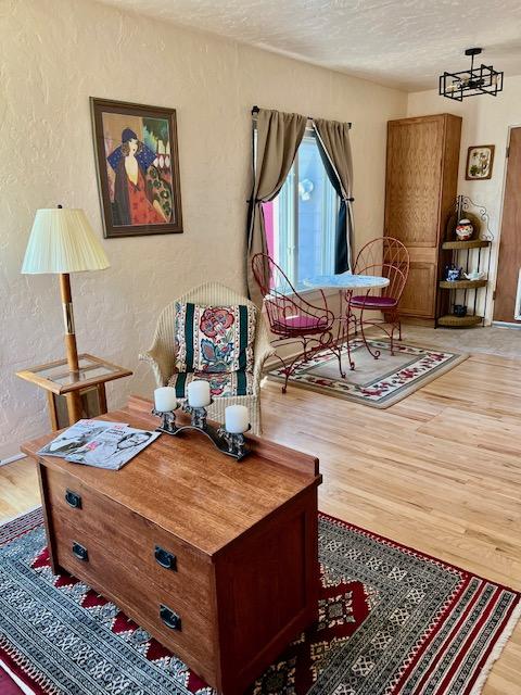 915 Hauser Blvd, Helena, MT 59601 - sitting room featuring a textured wall, light wood-type flooring, a textured ceiling, and baseboards