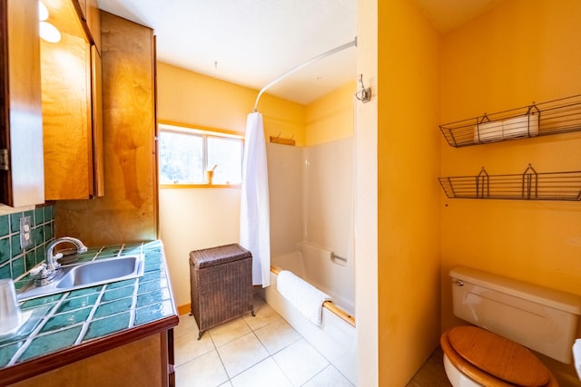 102 Scenery Rd, Libby, MT 59923 - bathroom featuring toilet, shower / bath combo, tile patterned floors, and vanity