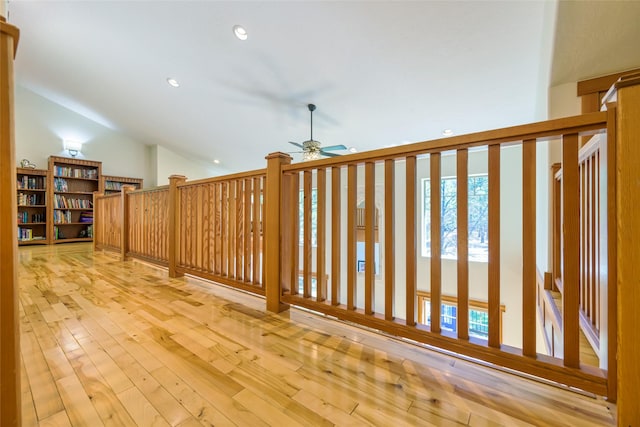 10758 Sleeman Creek Rd, Lolo, MT 59847 - additional living space with ceiling fan, recessed lighting, light wood finished floors, and vaulted ceiling