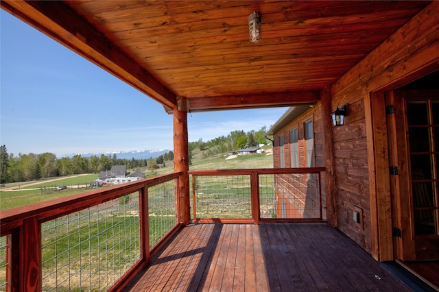 668 Dry Gulch Rd, Stevensville, MT 59870 - wooden deck featuring a lawn and a mountain view