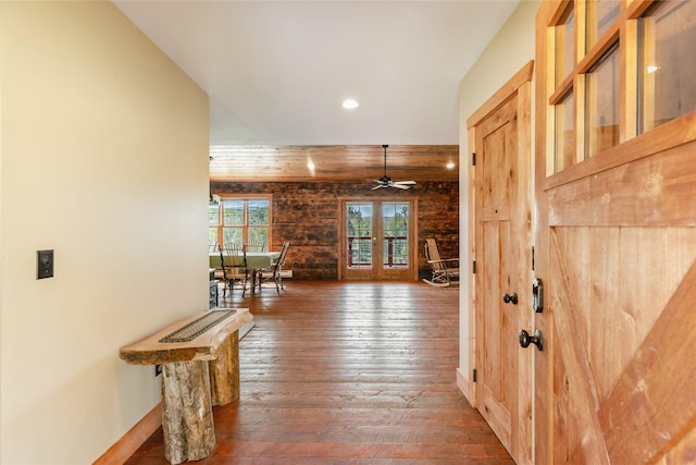 668 Dry Gulch Rd, Stevensville, MT 59870 - hall featuring wood-type flooring and recessed lighting