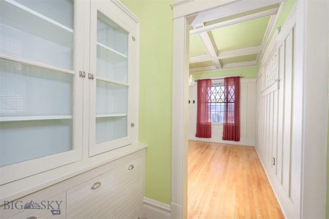 843 Lewisohn St, Butte, MT 59701 - hall featuring coffered ceiling and light wood-style flooring