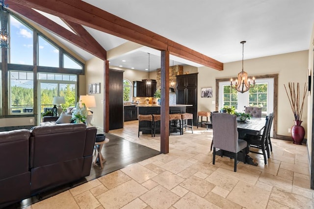 15 Sandi Ln, Heron, MT 59844 - dining room featuring a chandelier, stone tile flooring, recessed lighting, and baseboards