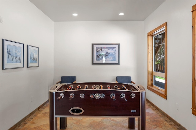 32 Alder Way Unit 4C, Whitefish, MT 59937 - game room with recessed lighting and stone finish flooring