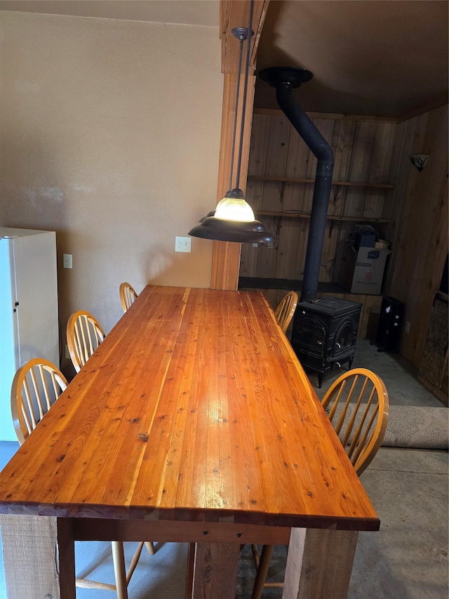 401 Western Larch Ln, Yaak, MT 59935 - dining room featuring a wood stove