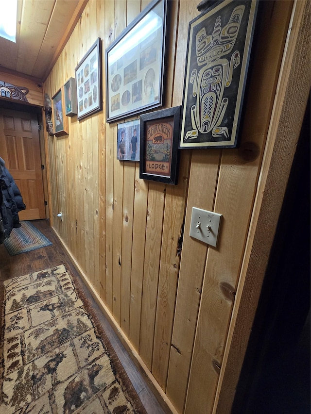 401 Western Larch Ln, Yaak, MT 59935 - corridor featuring wood-type flooring and wood walls