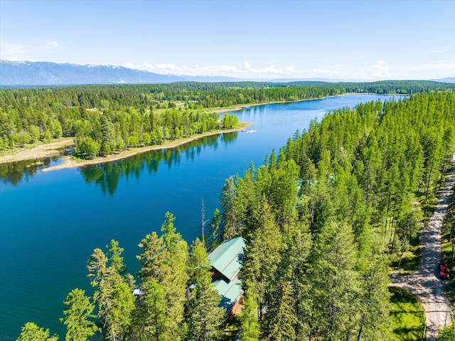 655 Leksand Trl, Whitefish, MT 59937 - aerial view of a heavily wooded area and a water and mountain view