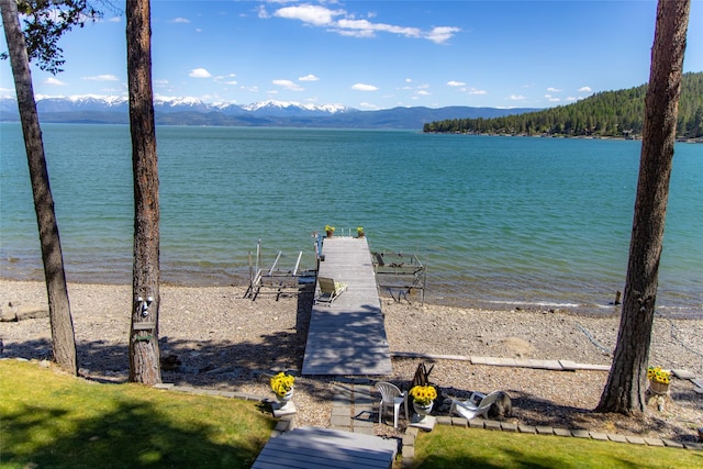 941 Lakeside Blvd, Lakeside, MT 59922 - water view with a dock and a mountainous background
