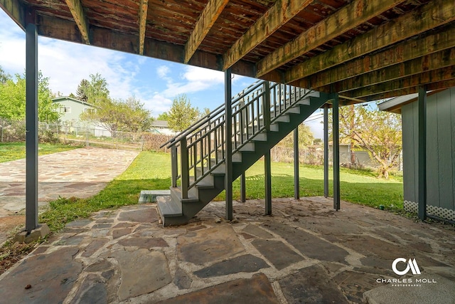 view of patio with stairway