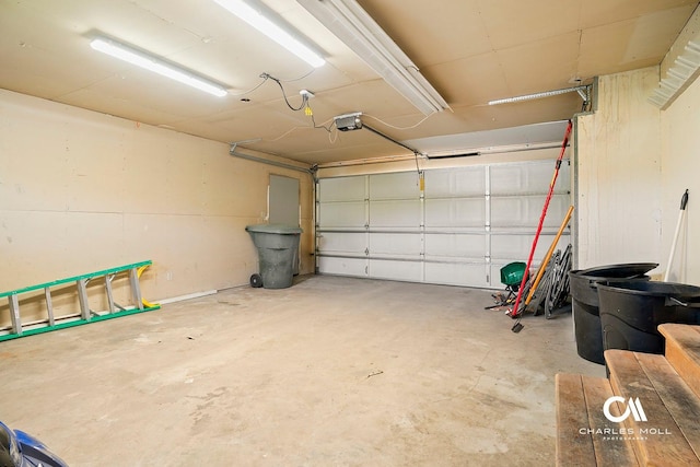 garage with a garage door opener