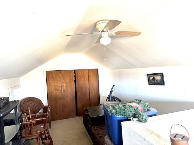 502 E Porter St, East Helena, MT 59635 - additional living space featuring carpet, vaulted ceiling, and ceiling fan