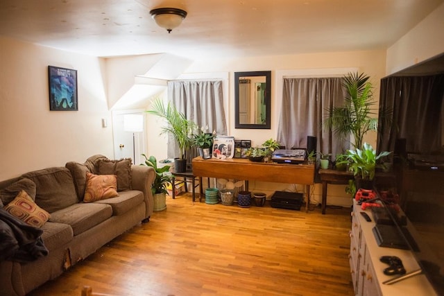 living area with light wood-style floors