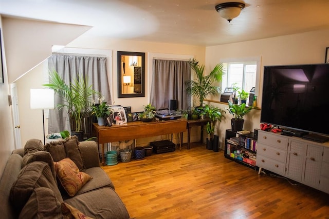 living area with wood finished floors