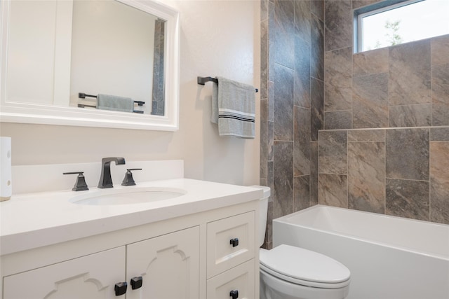 412 White Fox Run, Polson, MT 59860 - bathroom with toilet, vanity, and bathtub / shower combination