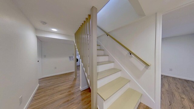 1240 Cannon St, Helena, MT 59601 - stairway featuring wood finished floors, baseboards, and recessed lighting