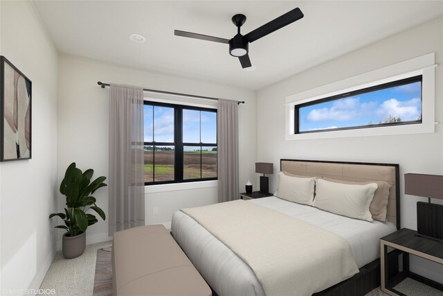 168 Wood Ridge Dr, Columbia Falls, MT 59912 - bedroom featuring ceiling fan and baseboards