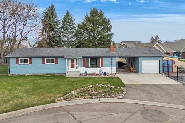 4003 Thomas Pl, Missoula, MT 59803 - ranch-style home with asphalt driveway, a chimney, a garage, and roof with shingles
