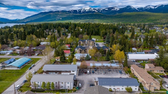 drone / aerial view of a mountain backdrop