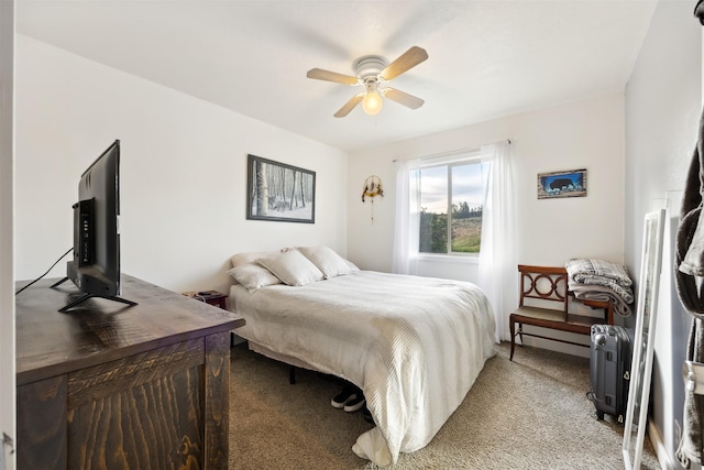 688 Black Horse Trl, Stevensville, MT 59870 - bedroom with light colored carpet and a ceiling fan