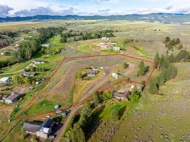 688 Black Horse Trl, Stevensville, MT 59870 - view of rural area featuring property boundaries highlighted and a mountain backdrop