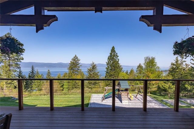 32220 Tamarack Dr, Bigfork, MT 59911 - deck with a mountain view