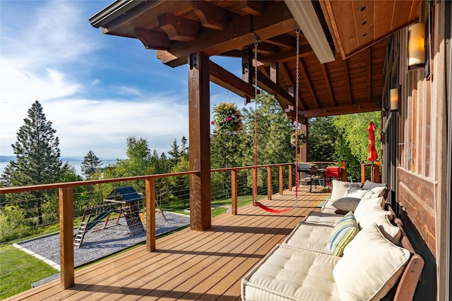 32220 Tamarack Dr, Bigfork, MT 59911 - deck with outdoor lounge area and outdoor dining area