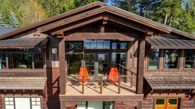32220 Tamarack Dr, Bigfork, MT 59911 - wooden deck with french doors
