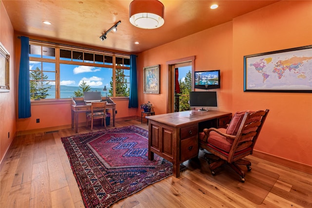 32220 Tamarack Dr, Bigfork, MT 59911 - office space with hardwood / wood-style floors and baseboards