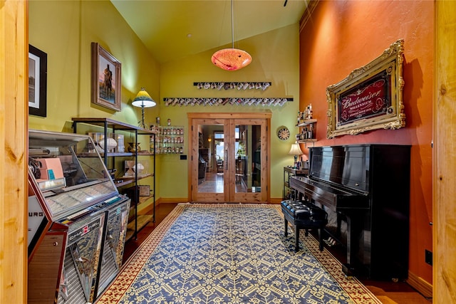 32220 Tamarack Dr, Bigfork, MT 59911 - foyer with lofted ceiling and french doors