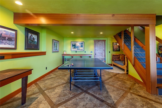 32220 Tamarack Dr, Bigfork, MT 59911 - rec room featuring recessed lighting and baseboards