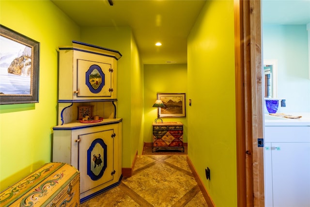 32220 Tamarack Dr, Bigfork, MT 59911 - hallway featuring baseboards and recessed lighting