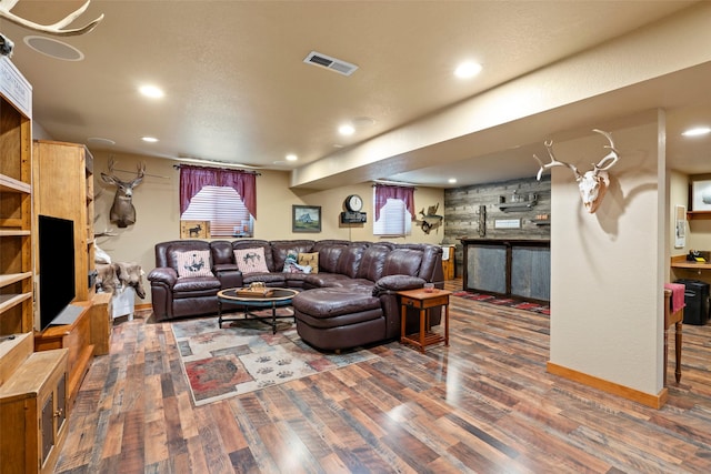 405 Lower Deep Creek Rd, Townsend, MT 59644 - living room featuring wood finished floors and recessed lighting