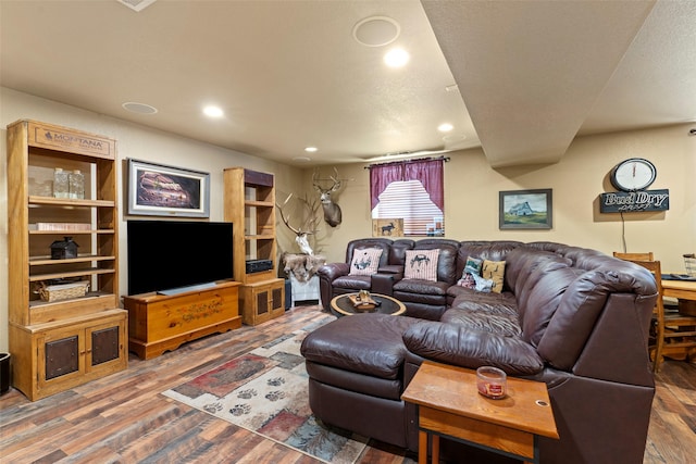 405 Lower Deep Creek Rd, Townsend, MT 59644 - living room featuring wood finished floors and recessed lighting