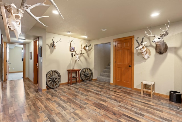 405 Lower Deep Creek Rd, Townsend, MT 59644 - finished below grade area featuring wood finished floors, stairs, and recessed lighting
