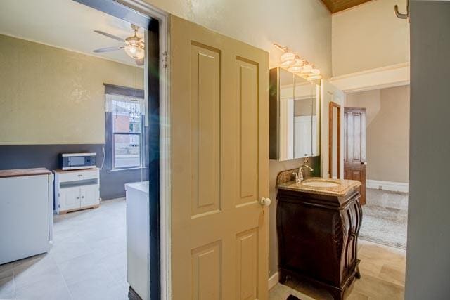 601 S Idaho St, Butte, MT 59701 - bathroom with ceiling fan and vanity