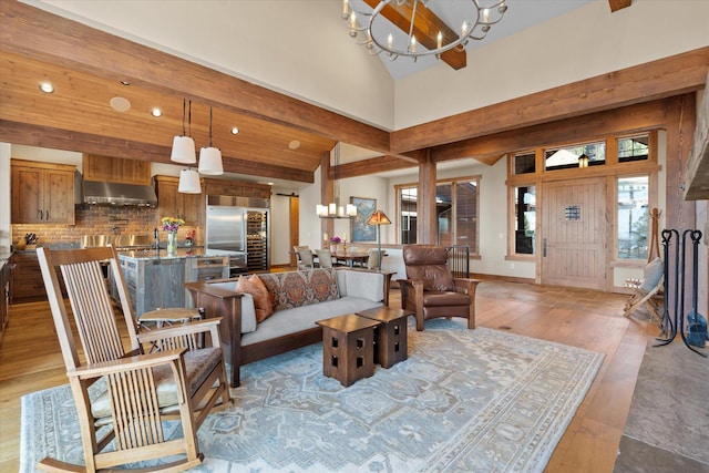 66 Elk Highlands Dr, Whitefish, MT 59937 - living room with a chandelier, light wood-style floors, and recessed lighting