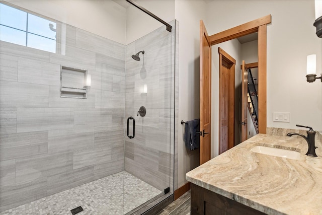 66 Elk Highlands Dr, Whitefish, MT 59937 - bathroom featuring a stall shower and vanity