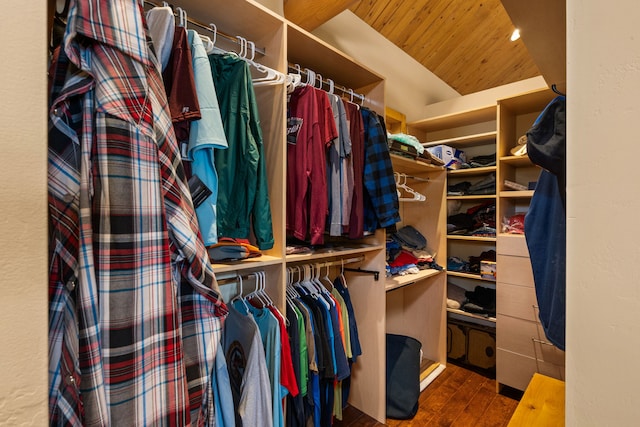 51605 Lake Mary Ronan Rd, Proctor, MT 59929 - walk in closet with wood finished floors and vaulted ceiling
