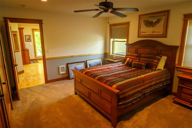 35966 Dublin Gulch Rd, Saint Ignatius, MT 59865 - bedroom featuring carpet, baseboards, recessed lighting, and ceiling fan