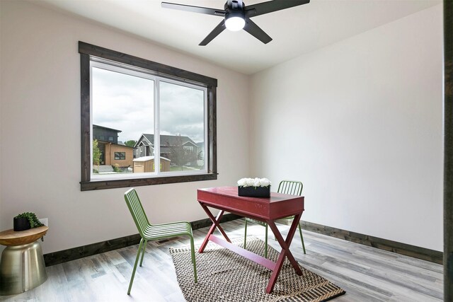 5576 Cattle Dr, Missoula, MT 59808 - office space with baseboards, a ceiling fan, and wood finished floors